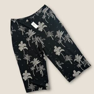 J.Jill Wearever Palm Print Cropped Pants Black L/P Petite NWT Rayon Blend W04